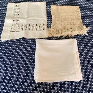 Three vintage handmade table linens